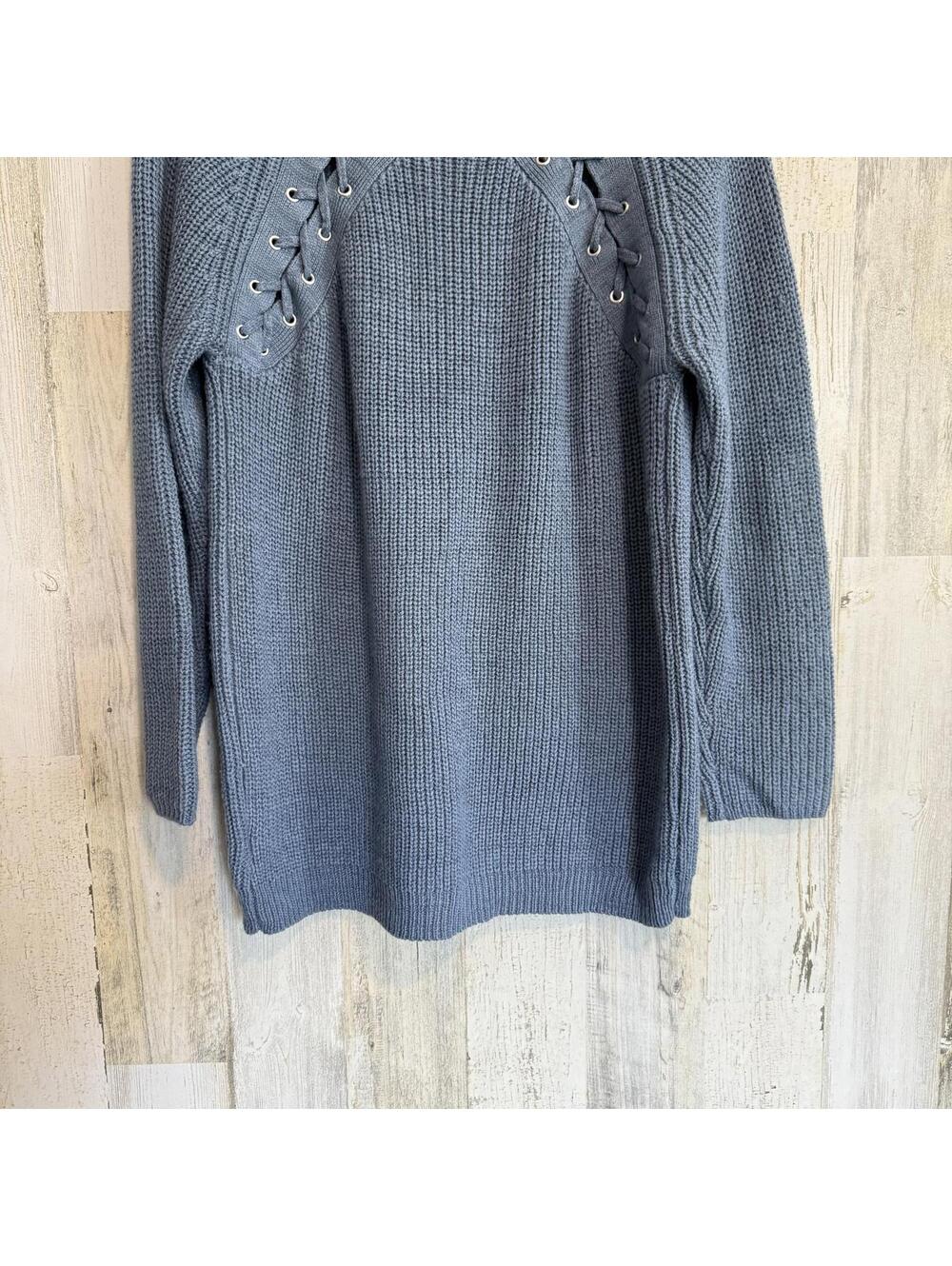 She + Sky Women's Small Lace-Up Detail Knit Sweater Pullover - Picture 10 of 12